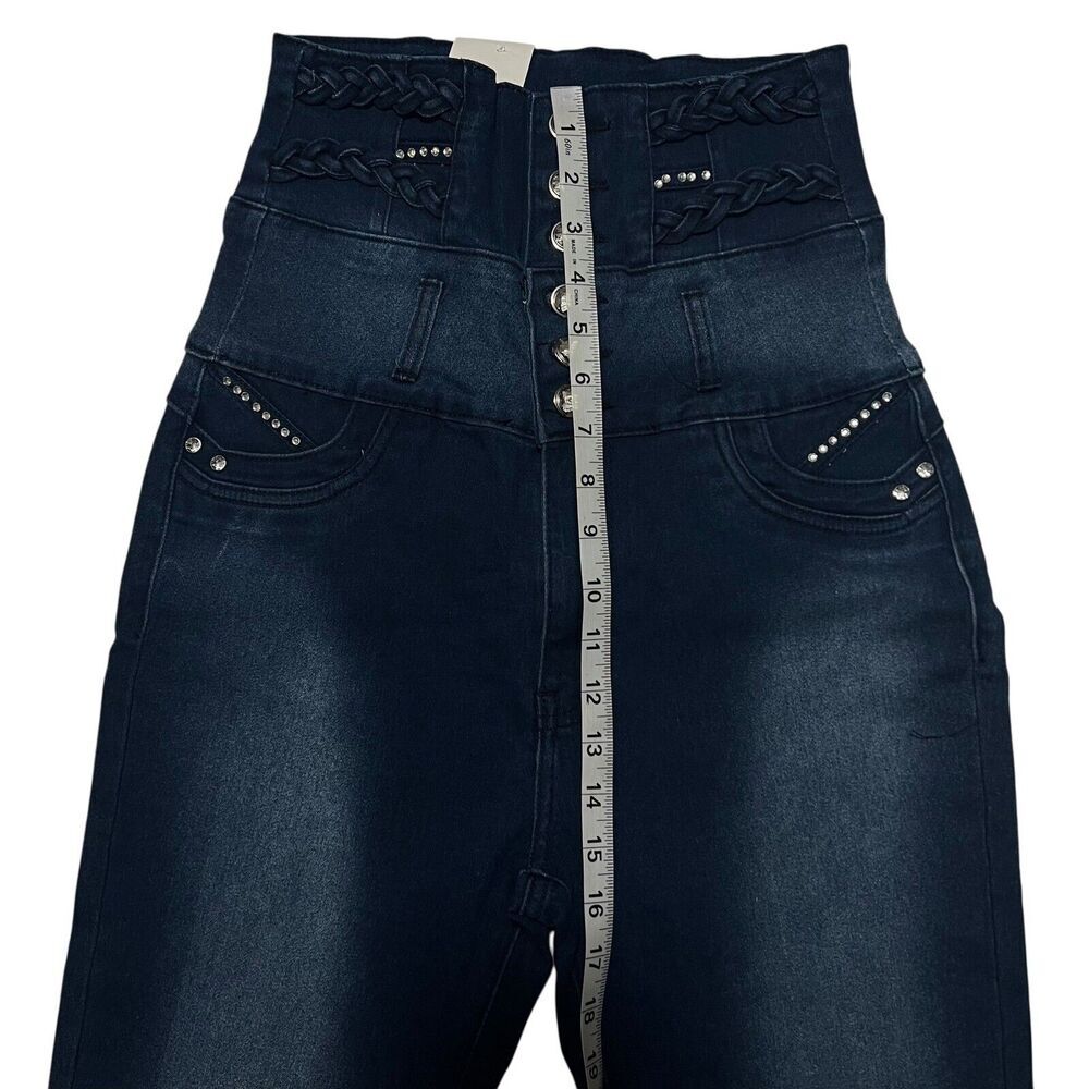 Danesi Jeans High Waist Butt Lifter Skinny Jeans Rhinestone Embellished Size 11 - Picture 7 of 15